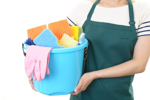 Regular cleaning routine in a bright and tidy living room