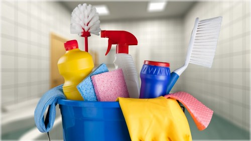 Office commercial cleaning service with polished workspace