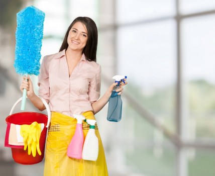 Routine office cleaning in a productive workplace