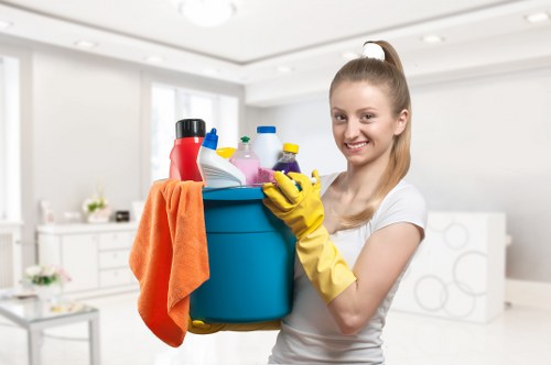 Cleaner performing one off cleaning in a kitchen