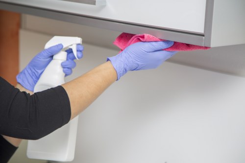 Deep cleaning a modern kitchen during tenancy cleaning